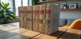11 Volume Leather-Bound Books with Gilded Pages - ONLY ONE AVAILABLE