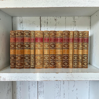 13 Vol. Vintage European leather-bound books / 9.5" inches - ONLY ONE AVAILABLE
