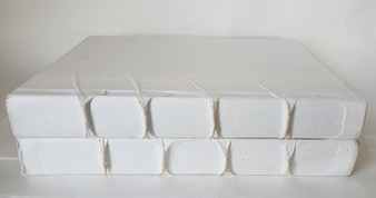 "Antiqued" White Parchment with Raised Bands / White Cover / 10-11" (By the Book)