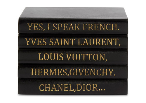 Black leather box with gold lettering Beauty begins Coco Chanel Quote  - E Lawrence, LTD.