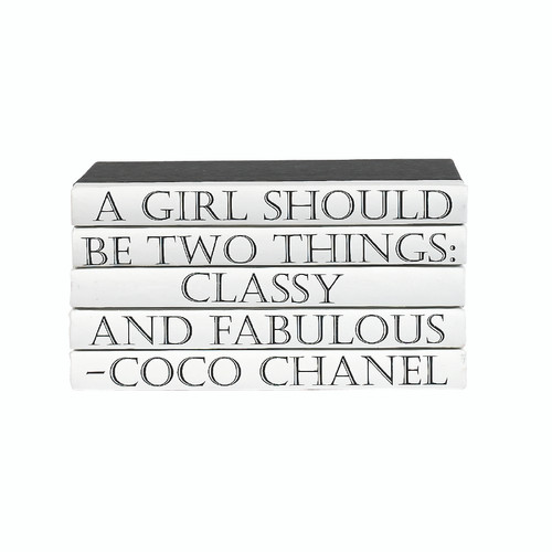 5 vol. On Gold & Silver Globular Pattern - A Girl Should Be Two Things  Coco Chanel quote/ Off-White Covers / 9.5 wide / Approx. 6.25 tall