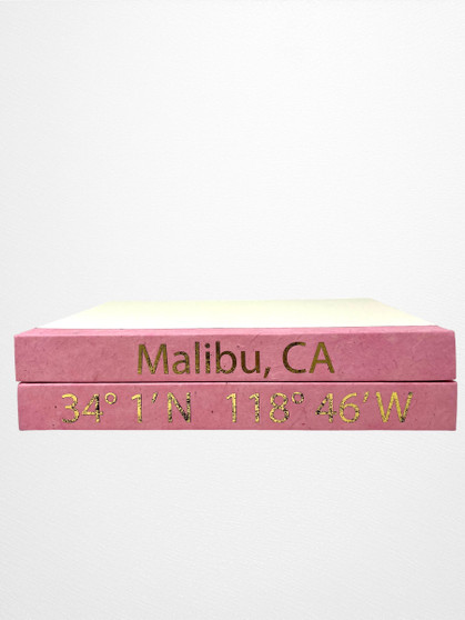 2 Vol. Gold Lettered City and Coordinates on Light Pink / Off-White Cover / 12"-14" Wide / Approx. 3" Tall
