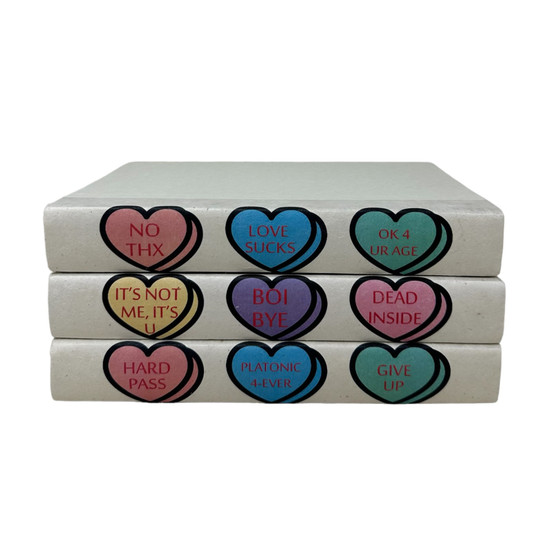 3 Vol. Candy Hearts with Sour Messages / Off-White Covers / 9.5" Wide / Approx 3.75" tall