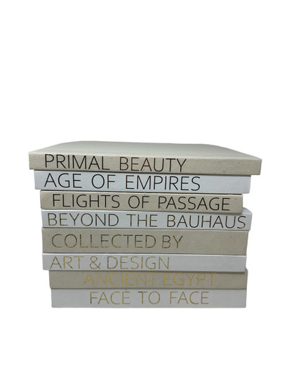 Gold Lettered WHITE Coffee Table Book Series -Titles Correspond to Inside of Book **Titles Vary** / Off-White Cover / 12"-14"