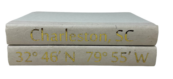 2 Vol. Gold Lettered City and Coordinates on Cream
Off-White Cover 