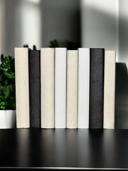 White, natural and black parchment bound spines - (By the Foot)