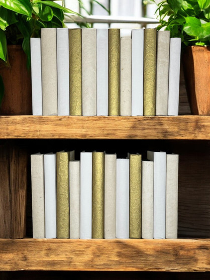 24 Vol. White and natural mixed with gold finish parchment.