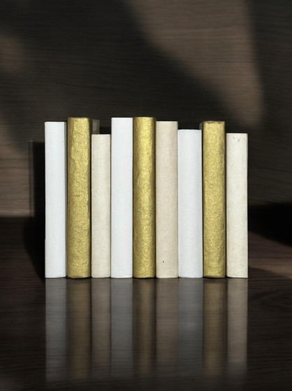 White and natural mixed with gold finish parchment - (By the Foot)