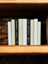 White and natural parchment bound spines with a touch of modern hardbound books in black - (By the Foot)