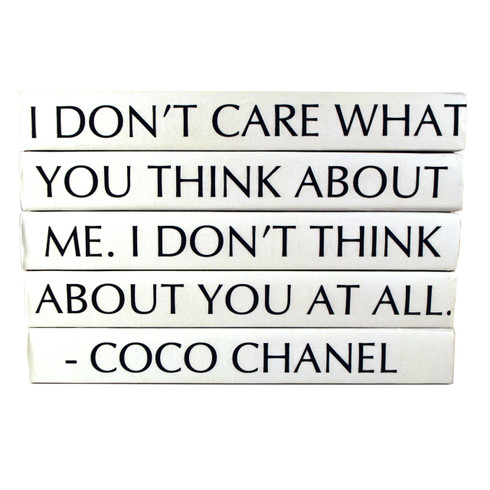 5 Vol. Coco Chanel I Don't Care What You Think Quote / Black Covers /  9.5 wide / Approx. 6.25 tall