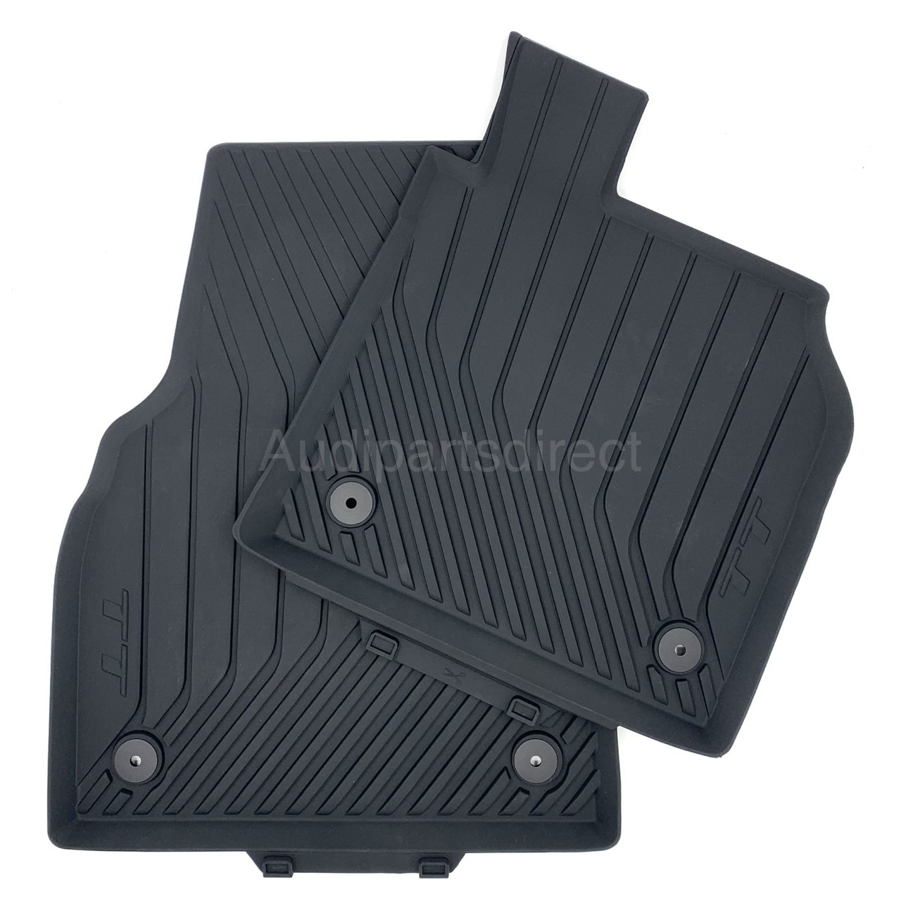 Two-piece front rubber mat set for Audi TT, shaped to fit 2015-onwards footwells