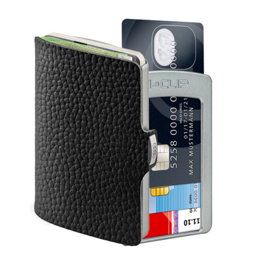 Audi iClip wallet, black/silver, Four Rings collection - 3152000700