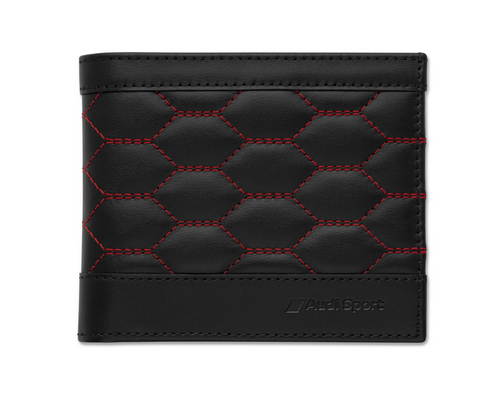 Audi Sport Wallet Leather, men, black-red - 3152201200