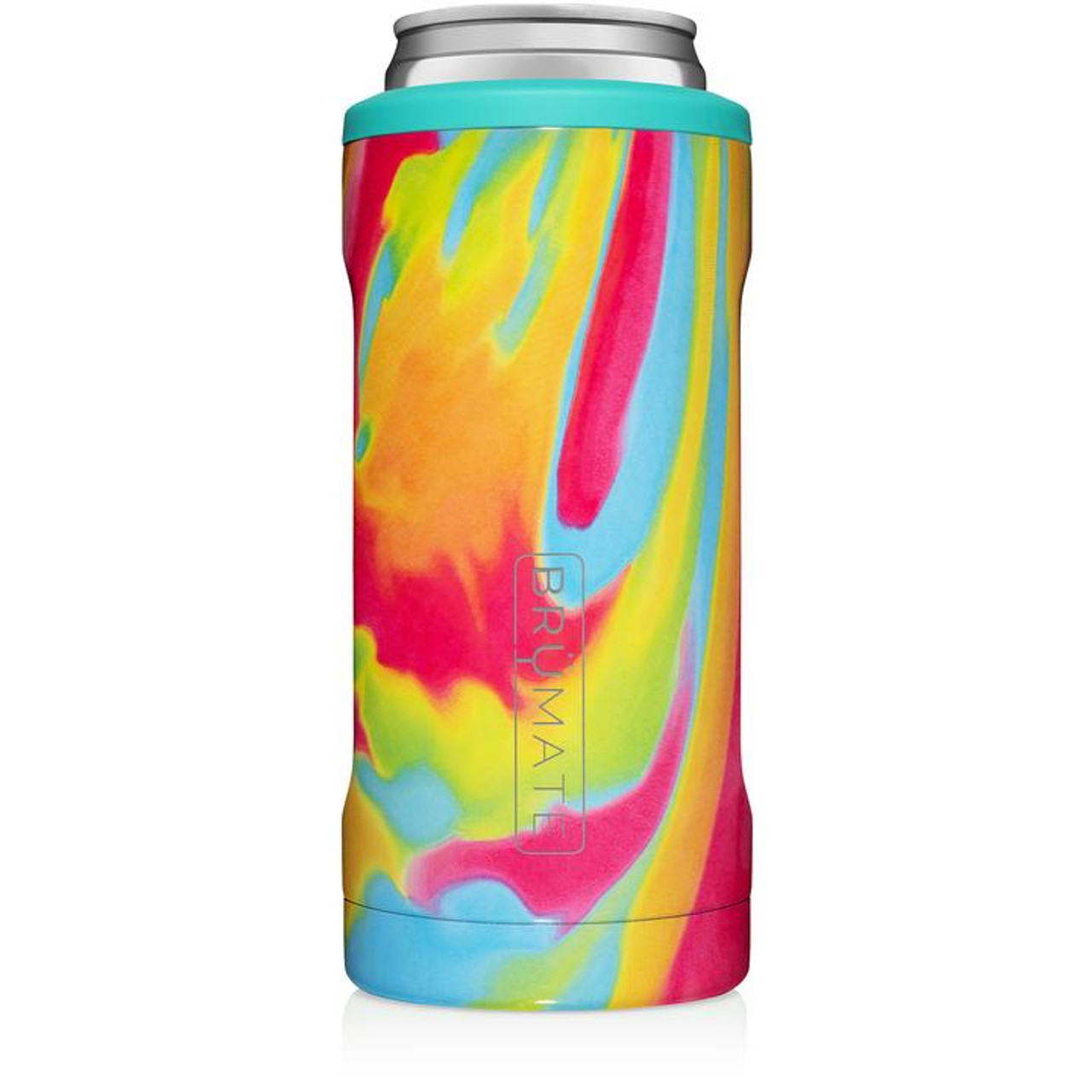 BrüMate Hopsulator Slim | Insulated Cooler Beverage Sleeve for Travel | Rainbow Titanium | 12oz Slim Cans