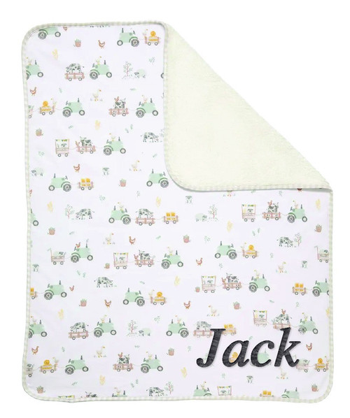 Personalized Tractor Ride Sherpa Blanket - Tractor Ride