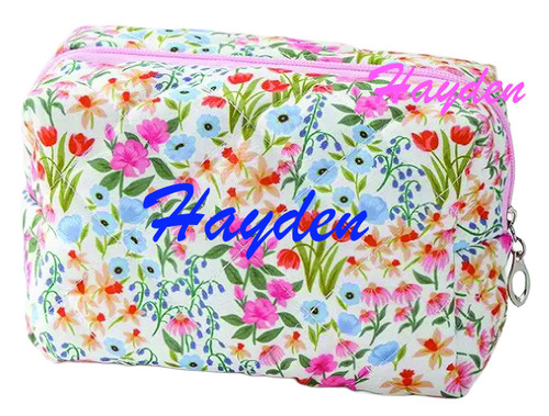 Personalized Floral Toile Cosmetic Pouch - Floral Toile