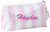 Personalized Travel Stripe Cosmetic Pouch - Pink White
