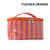 Personalized Striped Vinyl Travel Pouch - Fuchsia Orange