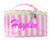 Personalized Striped Vinyl Travel Pouch - Pink Yellow