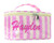 Personalized Striped Vinyl Travel Pouch - Pink Yellow