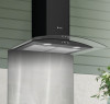 Caple CGC711BK 69.5cm Wall Chimney Hood - Black Glass
