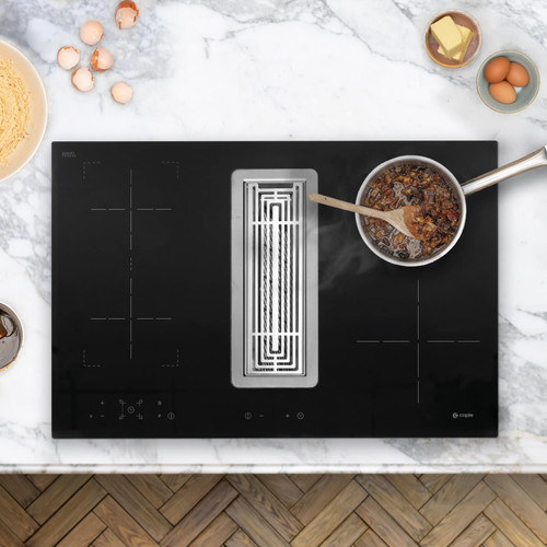 Caple DD780BK 78cm Induction Hob with Downdraft Extractor - Stainless Steel & Black Glass