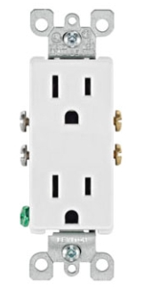 Receptacle, 15amp, Decora, White, Leviton 5325-W 1