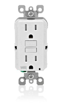 Receptacle, 15amp, GFCI, White, Leviton WT599-W 1
