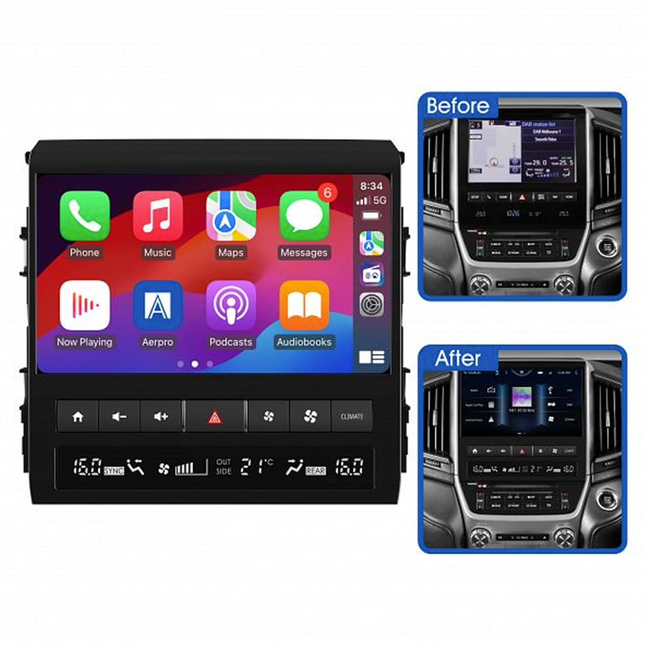 Aerpro AMUTO53 Headunit Replacement compatible with Toyota Landcruiser