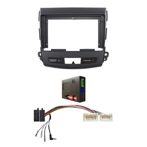 CAC F9MT8K3 9 Inch Fascia Kit Compatible with Mitsubishi Outlander 2007-2012 Dash 2 Rockford Fosgate
