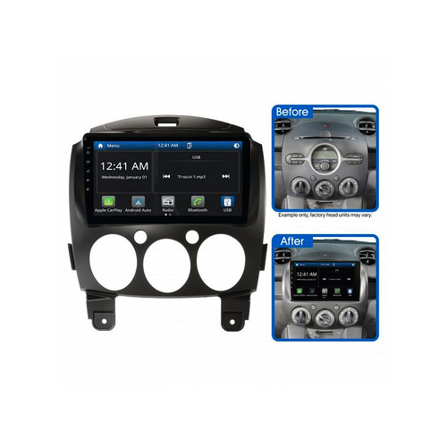 Aerpro AMMZ7 Carplay Android Auto replacement system to suit Mazda 2 (07-14) With SWC