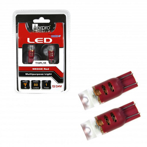 Aerpro T10PL1R 1 CREE SMD T10 Wedge Bulb with Diffuser (Red)