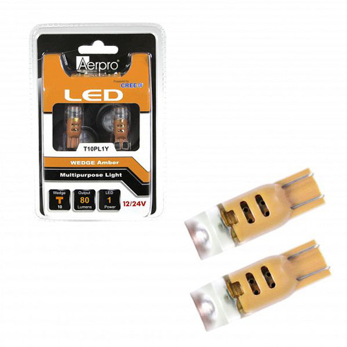 Aerpro T10PL1Y 1 CREE SMD T10 Wedge Bulb with Diffuser (Amber)