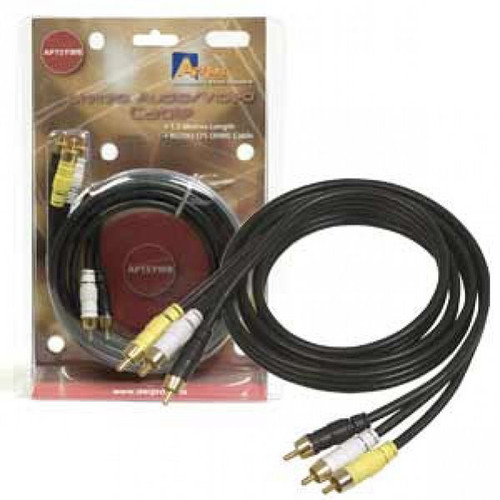 Aerpro AP15YWB 1.5m A/V Lead with Yellow/White/Black RCA Plugs, 3m to 3m, 75-ohm Coaxial
