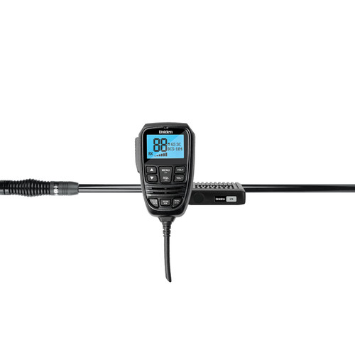Uniden X76 5W UHF In-Car Radio with Remote Speaker Microphone and AT500BK Antenna for Off-Road and Professional Use