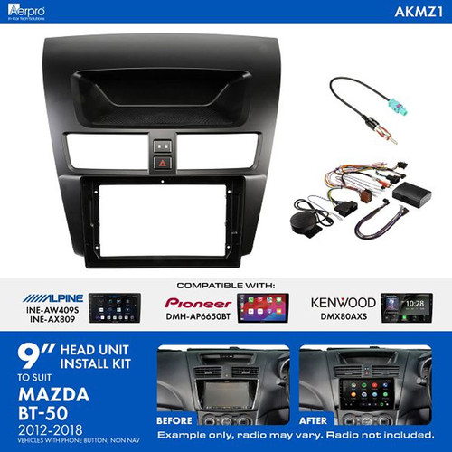 Aerpro AKMZ1 9” Head Unit Installation Kit for Mazda BT-50 2012–2018