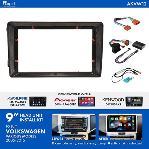 Aerpro AKVW12 9” Head Unit Installation Kit for Volkswagen Vehicles