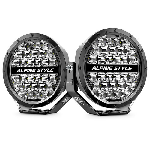 Alpine Style 4x4 9-Inch SummitPro Premium LED Spotlight with DRL (Pair with Wiring Harness)