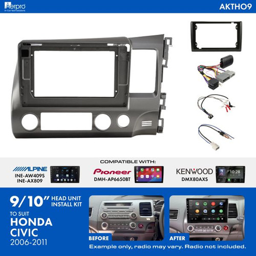 Aerpro AKTHO9 9/10” Installation Kit for Honda Civic 2006–2011 (With Steering Wheel Control Retention)