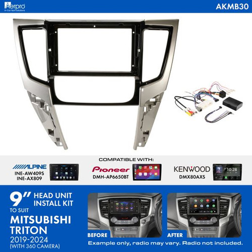 Aerpro AKMB30 9 Inch install kit to suit Mitsubishi Triton 2019-2024