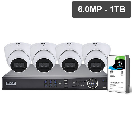 VIP Vision NVRKIT-P461F Pro Series 4 Camera 6.0MP IP Surveillance Kit (Fixed, 1TB)