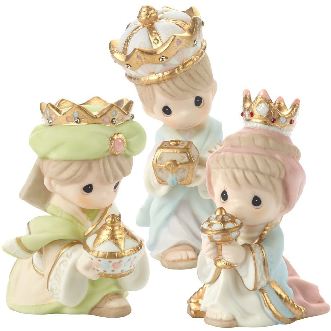 We Three Kings 3 Piece Nativity Set Bisque Porcelain Mini Figurines