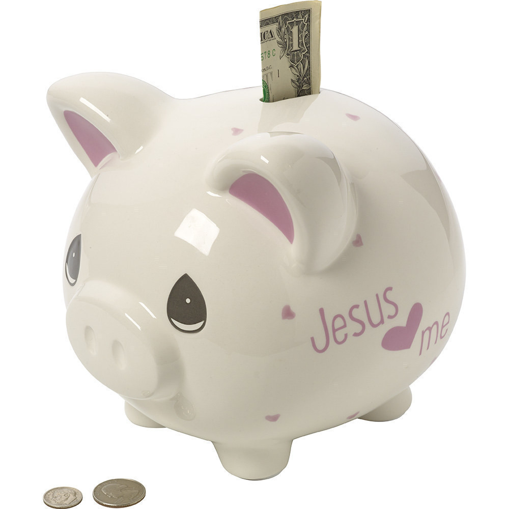 Baby Gifts Jesus Loves Me Ceramic Piggy Bank Girl 164460