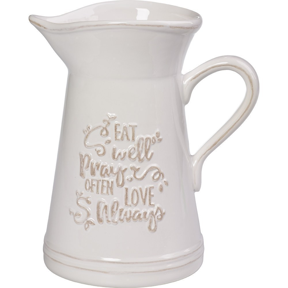 Bountiful Blessings, Eat Well Pray Often Love Always, Ceramic Pitcher