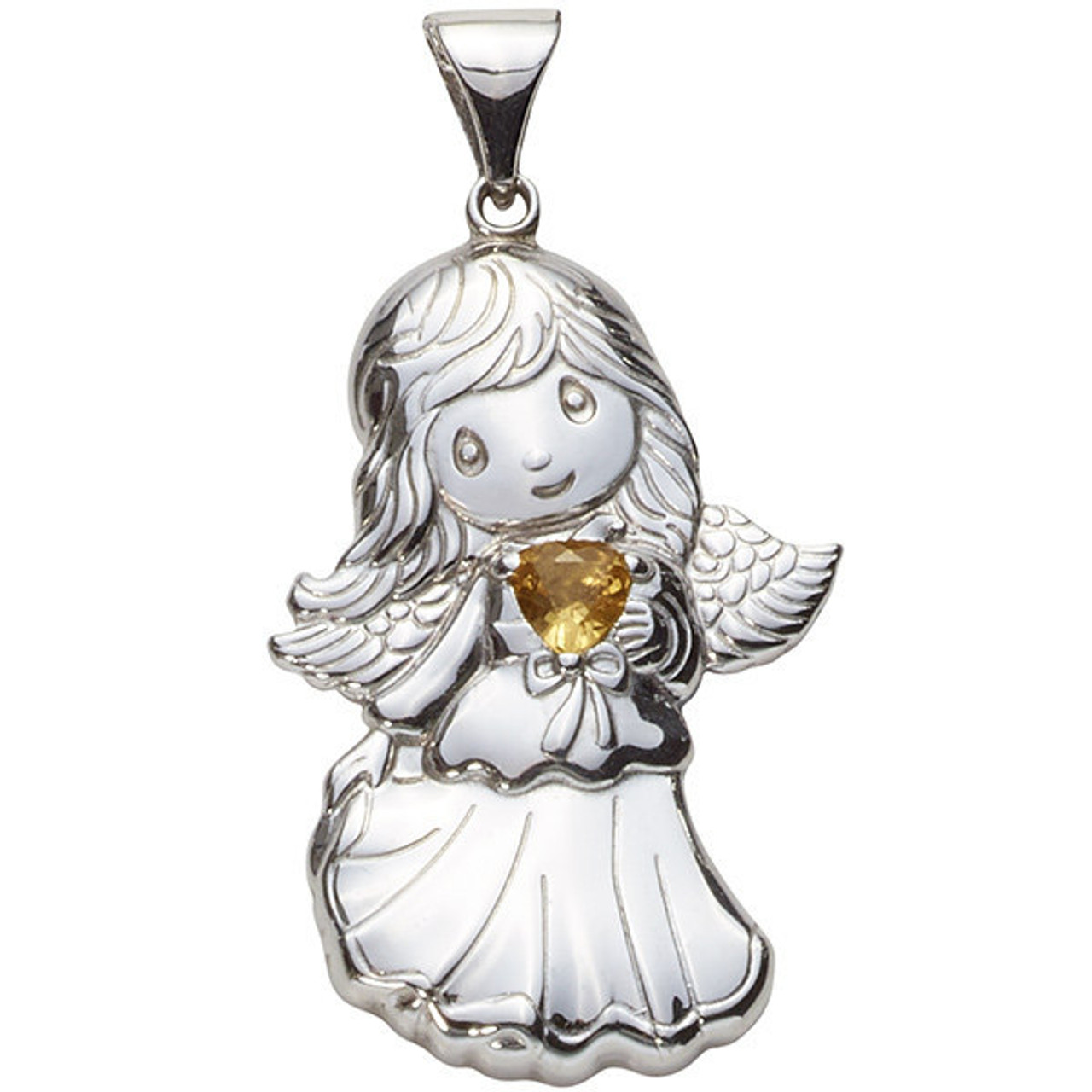 Sterling Silver Angel Birthstone Pendant November Precious
