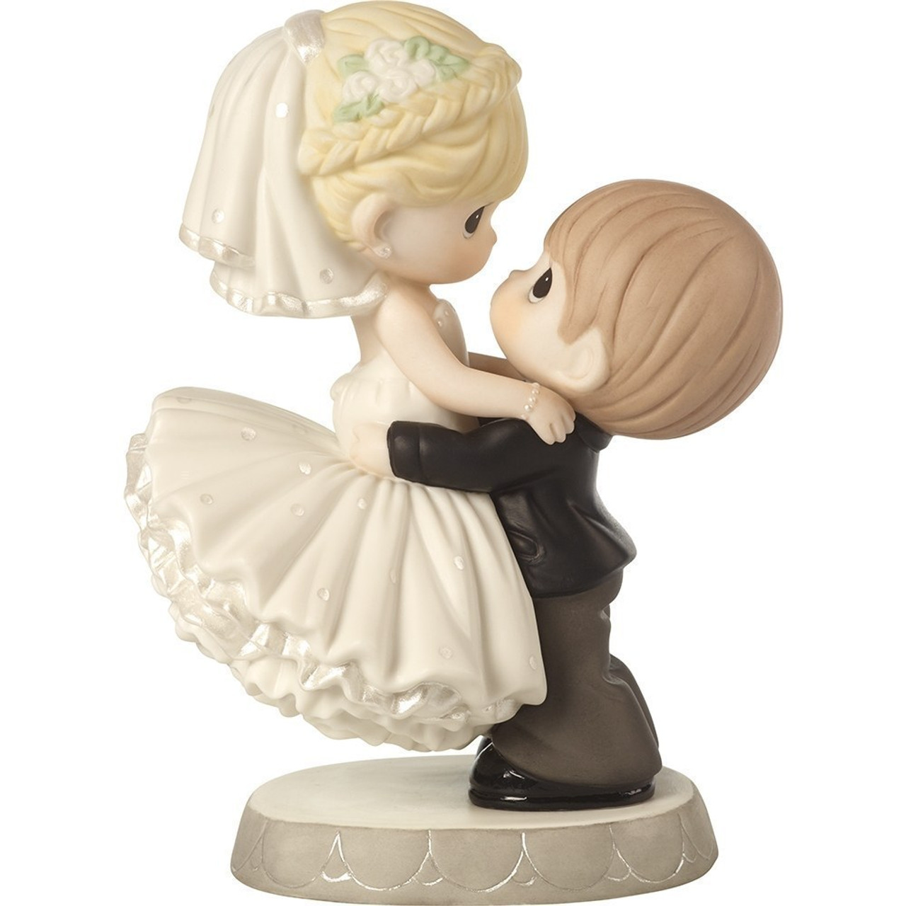 Wedding Gift, “Best Day Ever”, Wedding Cake Topper Bride and Groom Figurine,  Bisque Porcelain, #172007