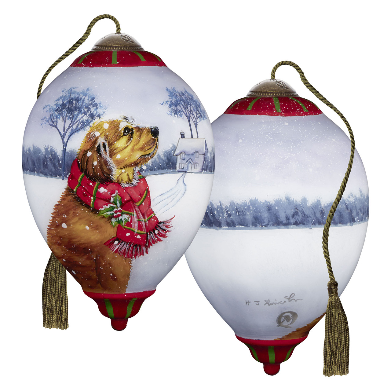 Ne Qwa Art 7251139 First Snowfall Hand Painted Blown Glass Ornament