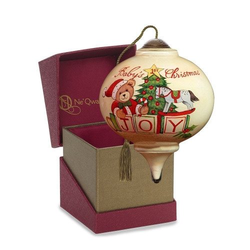 hand painted baby's first christmas ornament