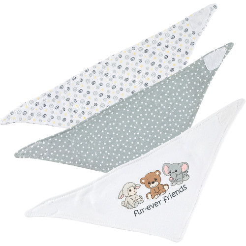 Precious Moments White & Grey Set of Three Triangle Bibs White/Grey