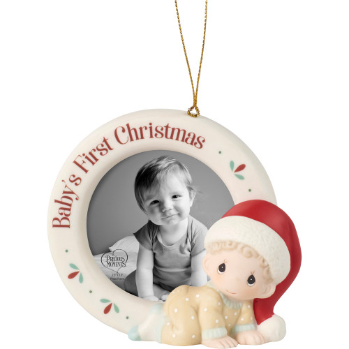 baby's first christmas picture frame ornament